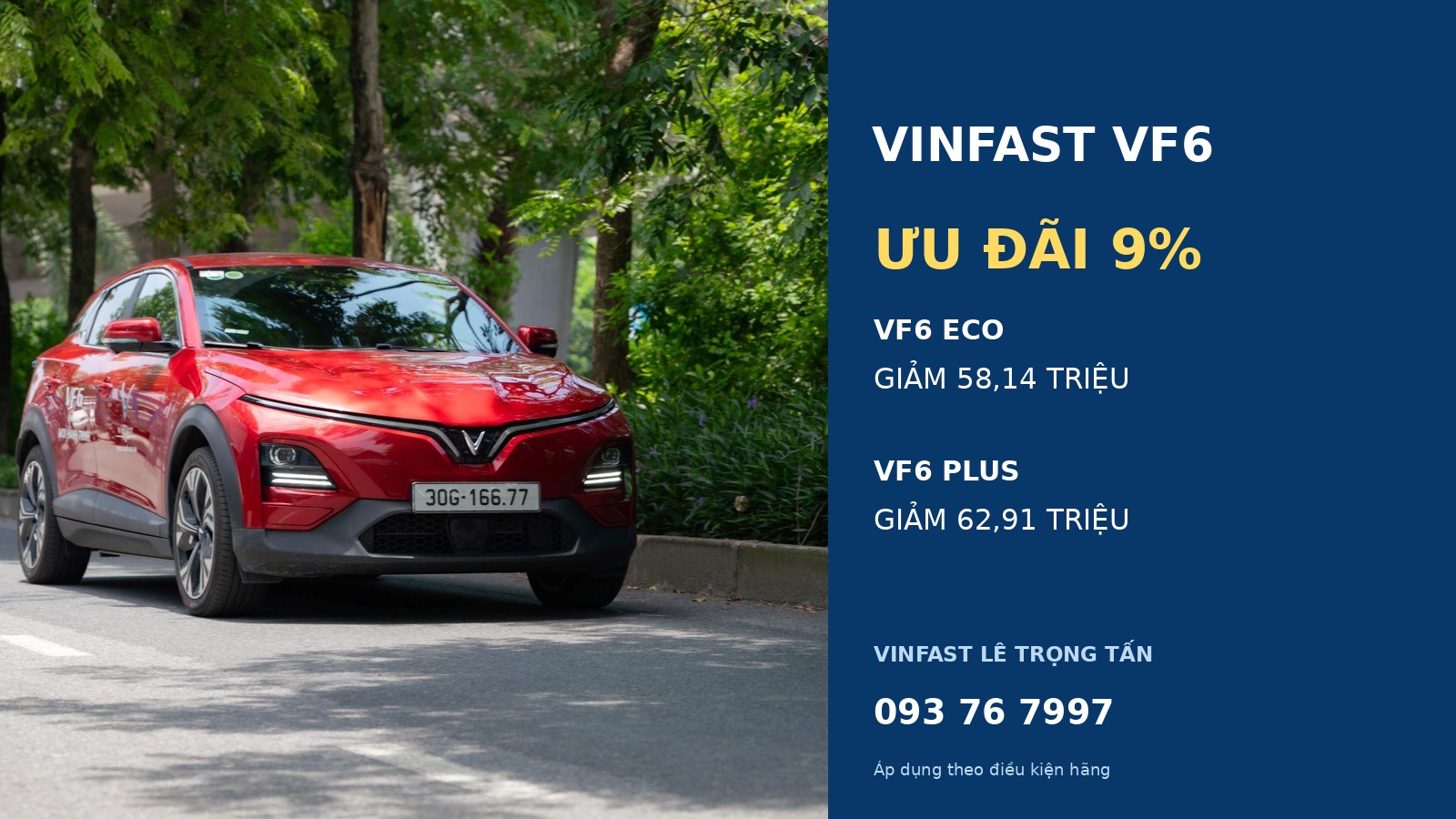 VinFast VF6 Eco và Plus ưu đãi 9% theo chương trình của VinFast